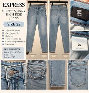 Express Curvy Skinny High Rise Jeans Size 2S Light Wash